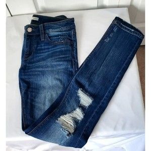 Daytrip Buckle Lynx Skinny Distress Womens Low Rise 25R Dark Denim Jeans 25X32